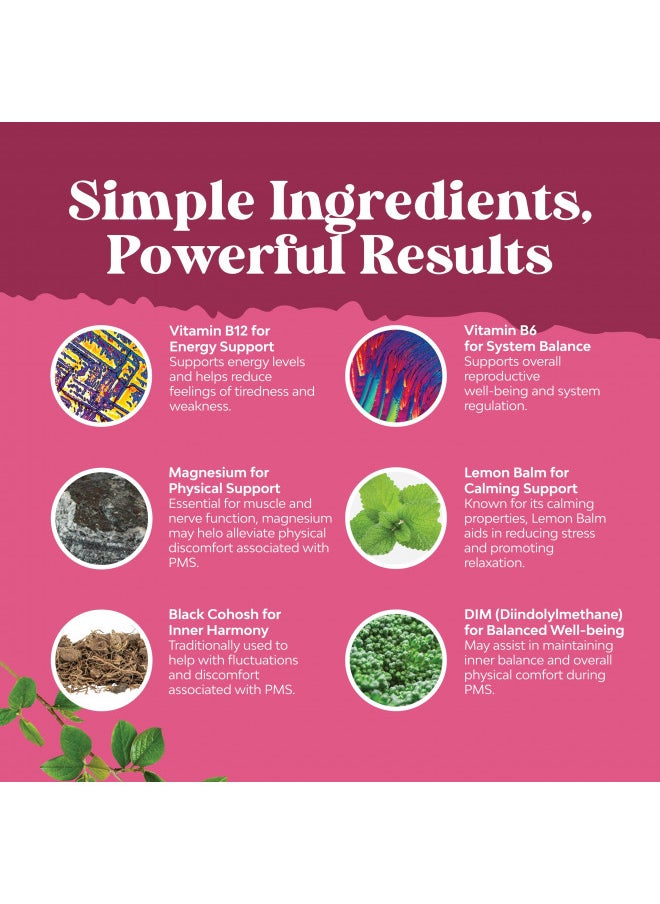 Natures Craft - Advanced PMS Support Supplement for Women - Multibenefit PMS Relief Complex for Low Energy Mood Support Period Cramps and Bloating Relief for Women - Menstrual Hormonal Balance for Women - 30 Servings - Image 1