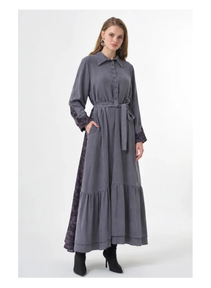 Floral Cupro Plus size Dress - Grey