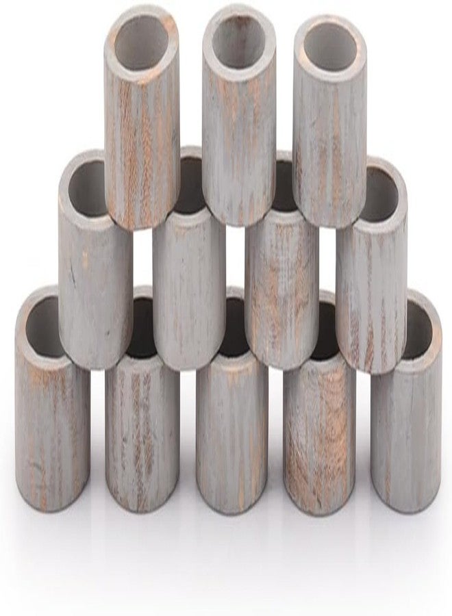 SHAFA IMPEX Handmade Napkin Rings Set of 12 for Dining Table Decoration Wooden Square Napkin Buckles for Home Decor Wedding Dinners Parties (White Brush) - Image 1
