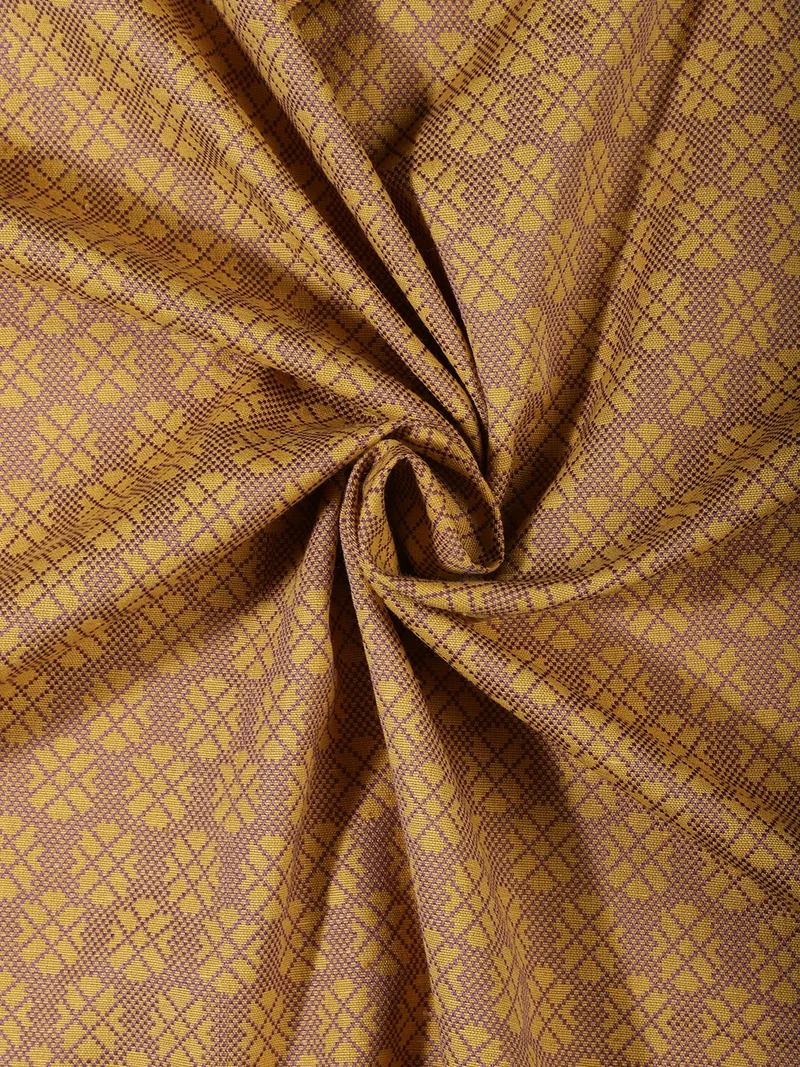 أيه كيه إس Mustard Yellow Jacquard Geometric Fabric