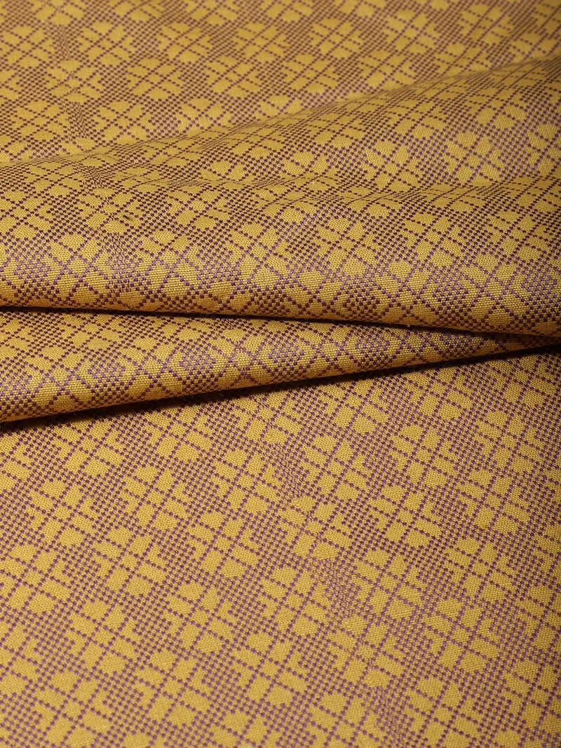 أيه كيه إس Mustard Yellow Jacquard Geometric Fabric