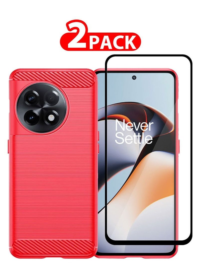 CATANES 2 Packs For OnePlus 11R Case Cover and Screen Protector Soft TPU Bumper Protective Back Case Red - Image 1