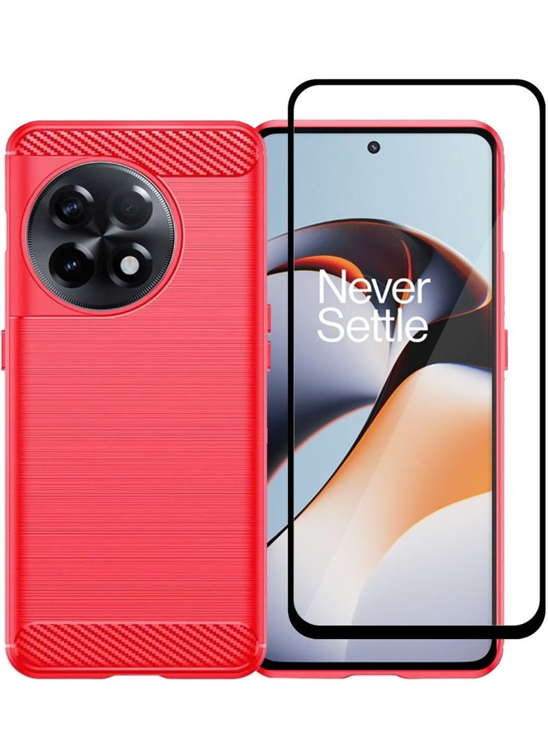 CATANES 2 Packs For OnePlus 11R Case Cover and Screen Protector Soft TPU Bumper Protective Back Case Red - Image 2