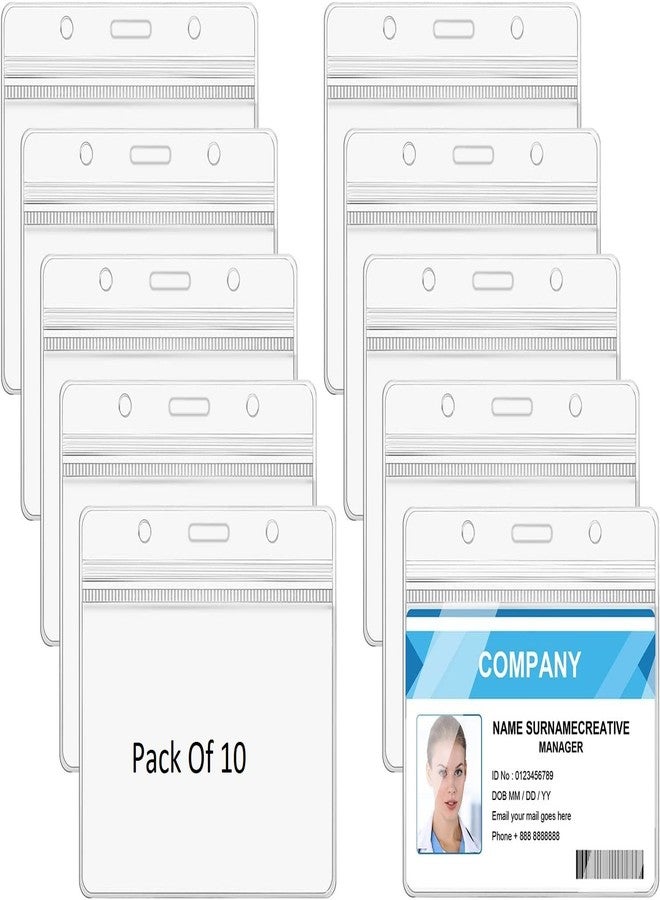 حامل بطاقات الهوية من البلاستيك الشفاف اللامع من شاينينج زون، بتصميم أفقي مع سحاب إغلاق | مقاوم للماء وذو سماكة إضافية للمكاتب والمدارس والكليات (عبوة من 10 قطع) - Image 1