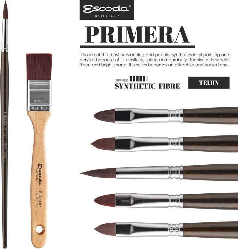 Escoda Primera Series 1975 Artist Watercolor and Acrylic Paint Brush Synthetic Maroon Teijin Filament Round Size 1 - Image 4