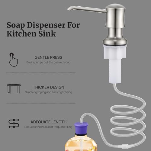 Ultimate Unicorn Sink Soap Dispenser for Kitchen Sink Brushed Nickel Upgrade with 40" Silicone Extension Tube Kit, Connect to Your Soap Bottle Directly - Image 3