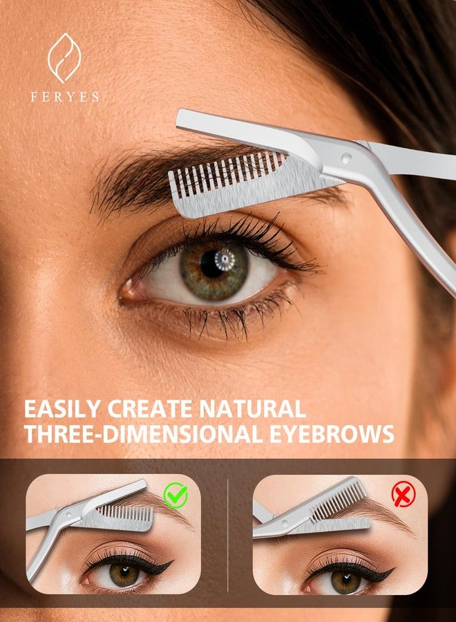 FERYES Eyebrow Trimmer Scissors with Combs, Stainless Steel Scissor & Comb in One, Precision Eyebrow Trimming Scissors for Women and Men - Image 5