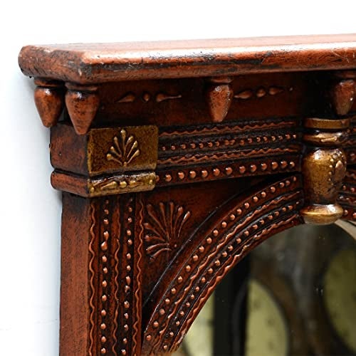 CRAFT TREE Wooden MDF Handcarved Wall Hanging Decorative Square Mirror Frame | Copper Color Showpiece for Living Room & Home Decor | Size: L16 x B3 x H17 Inches | Mirror Size: L9 x H12 Inches - Image 4