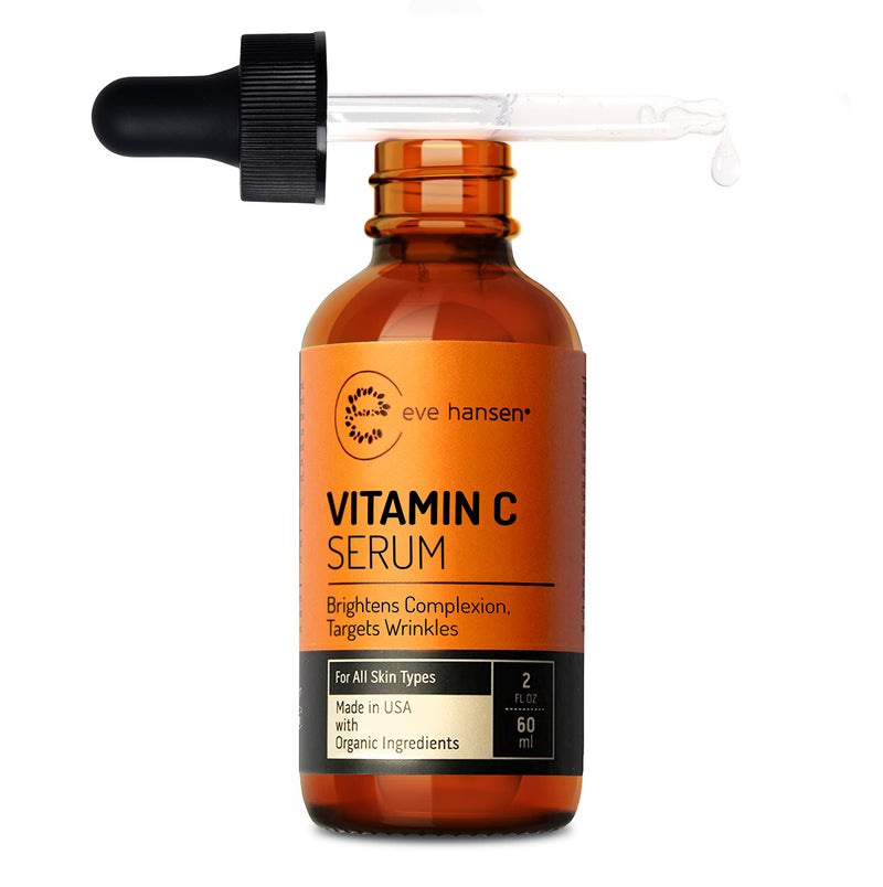 Eve Hansen Vitamin C Facial Serum - 76% Organic Antioxidant Serum for Face with Hyaluronic Acid, Vitamin E, and Aloe Vera - Hydrating and Rejuvenating Skin Care 2 Oz - Image 1