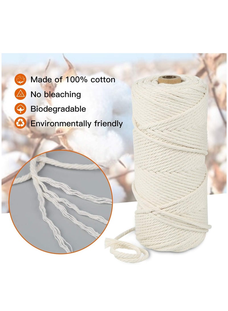 KASTWAVE Macrame Cord 3mm x109 Yards Colored Macrame Cotton Cord, 4 Strand Twisted Macrame Yarn, Natural Cotton Cord Perfect Macrame Supplies for DIY Crafts Knitting Plant Hangers (Gray) - Image 4
