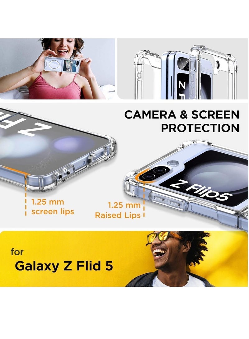 DUSALA For Samsung Galaxy Z flip 5 Clear Magnetic Cover Mag Safe Compatible Clear Hard Back Case Shockproof Silicone Frame Edge Bumper Slim Case for Samsung Galaxy Z flip5 (Samsung Galaxy Z Flip 5) - Image 2