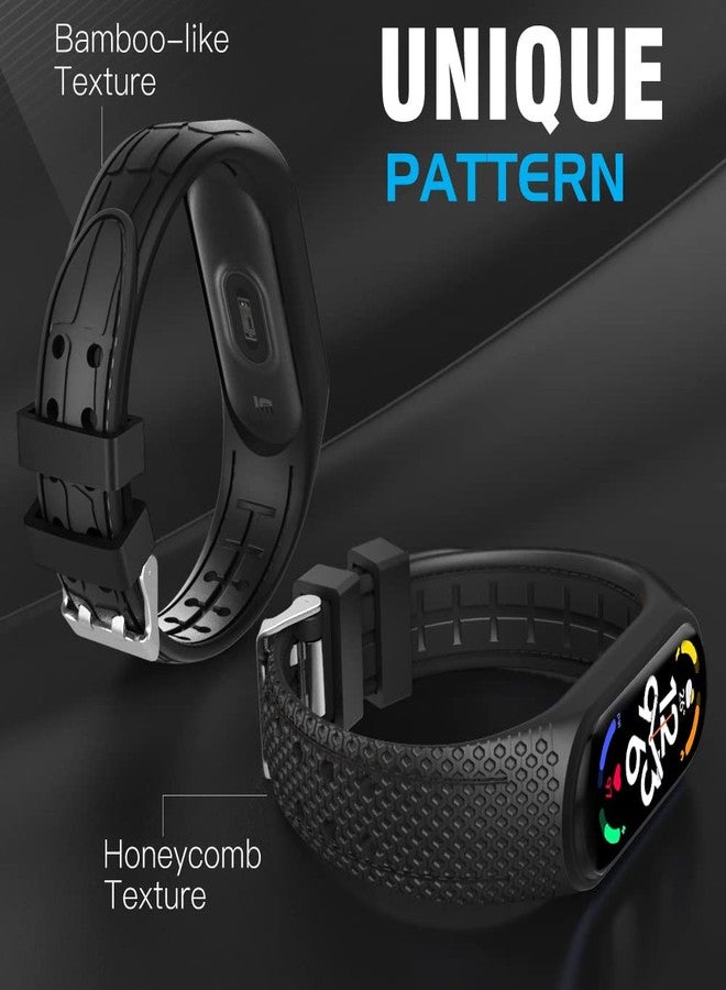 MoKo 2 Pack Straps Compatible with Xiaomi Mi Band 7/Smart Band 7, Soft Silicone Replacement Wristband Sport Strap for Women Men, Gray + Black - Image 4
