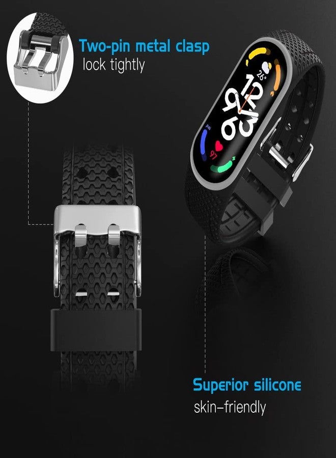 MoKo 2 Pack Straps Compatible with Xiaomi Mi Band 7/Smart Band 7, Soft Silicone Replacement Wristband Sport Strap for Women Men, Gray + Black - Image 3
