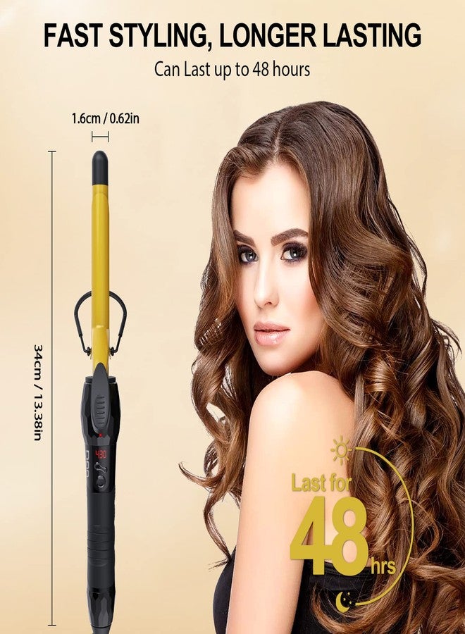 دان تكنولوجي مكواة تجعيد الشعر دان تكنولوجي 5/8 بوصة، مصنوعة من السيراميك التورمالين مع شاشة LCD (180 درجة فهرنهايت - 430 درجة فهرنهايت)، تسخين سريع، جهد مزدوج، إيقاف تشغيل تلقائي، أسود وذهبي - Image 4