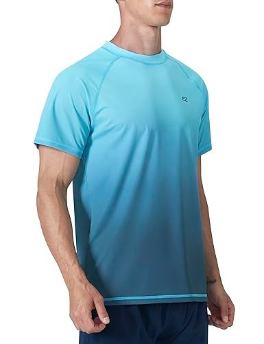 EZRUN Men's Swim Shirts Rash Guard UPF 50+ UV Sun Protection T-Shirt Quick Dry Fishing Beach T Shirts Short Sleeve(BlueGradient,M) - Image 2