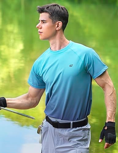 EZRUN Men's Swim Shirts Rash Guard UPF 50+ UV Sun Protection T-Shirt Quick Dry Fishing Beach T Shirts Short Sleeve(BlueGradient,M) - Image 4