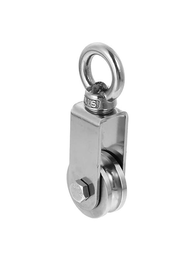 Heavy Duty Single Pulley Steel Wire Track Hoist Silver 3Pcs 8 6X1 8X1 63CM - Image 1