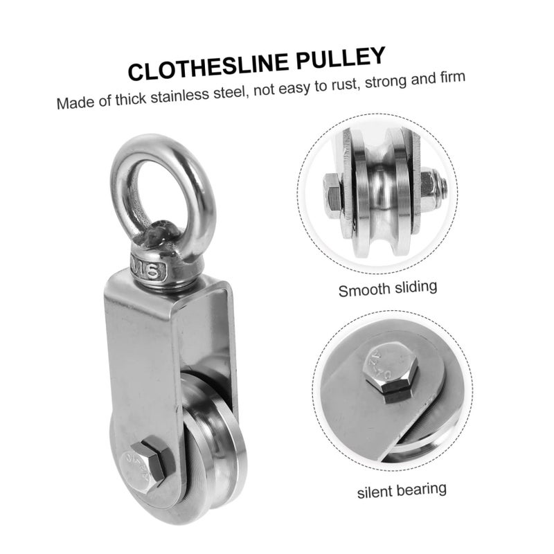Heavy Duty Single Pulley Steel Wire Track Hoist Silver 3Pcs 8 6X1 8X1 63CM - Image 5