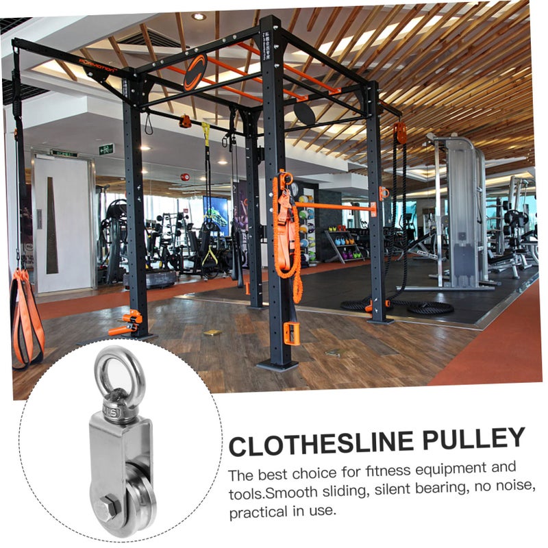 Heavy Duty Single Pulley Steel Wire Track Hoist Silver 3Pcs 8 6X1 8X1 63CM - Image 3
