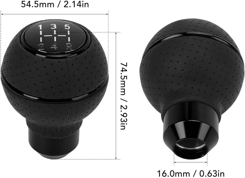 AutoBizarre 5 Speed Aluminum Base Metal Ring Leather Covered Gear Knob Gear Shifter Handle Knob For All Manual Transmission Cars (Black) - Image 5