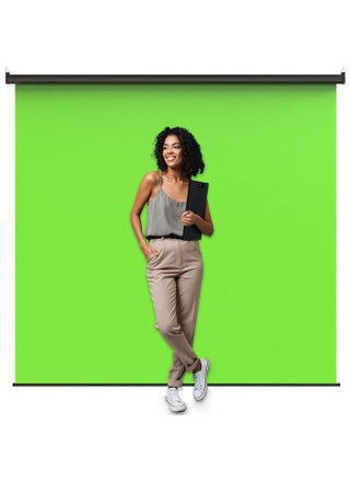 Green Screen 84 x 84 inch - Extra Large Pull Down Projector Green Screen Backdrop - Durable Height-Adjustable - Multiple Hanging Options - Portable Collapsible Roll Down Projector Screen - pzsku/Z2E5C31FB6A2264C6E1BDZ/45/_/1691220003/e063e050-ddad-4ac3-b3ba-c63ec782fabf
