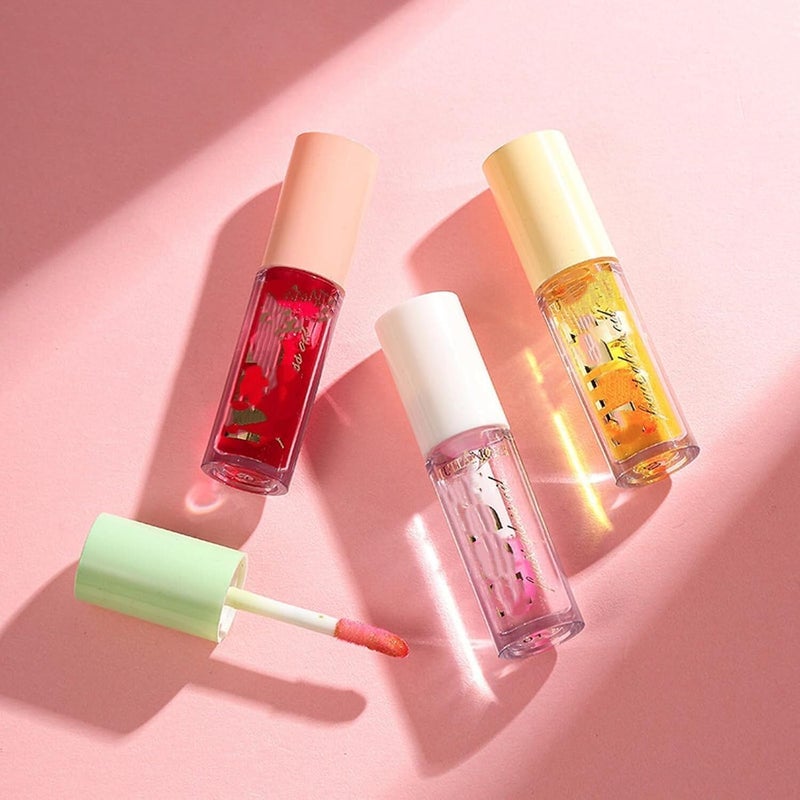 Color Changing Fruit Flavor Lip Oil Set, Hydrating Nourishing Light Lip Gloss, Long Lasting Moisturizing Lip Care Gloss, Daily Gentle Lip Makeup Cosmetics for All Skin Types - Image 2