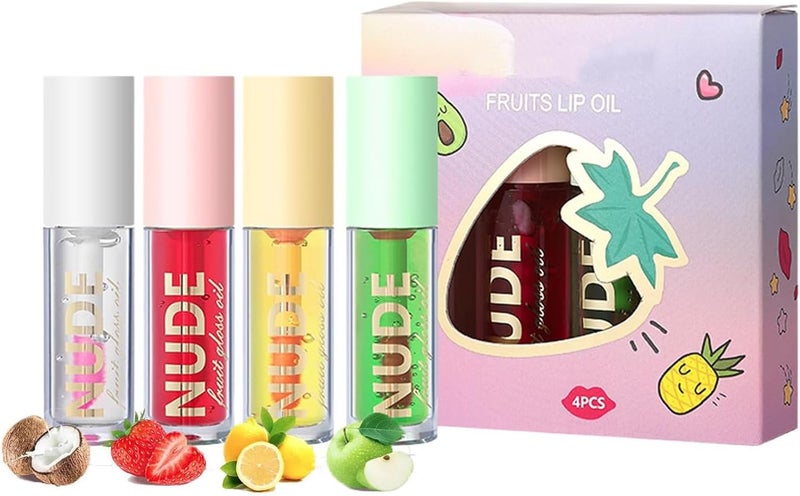 Color Changing Fruit Flavor Lip Oil Set, Hydrating Nourishing Light Lip Gloss, Long Lasting Moisturizing Lip Care Gloss, Daily Gentle Lip Makeup Cosmetics for All Skin Types - Image 1