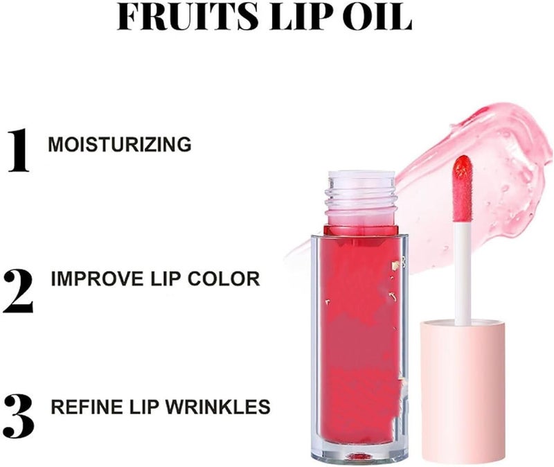 Color Changing Fruit Flavor Lip Oil Set, Hydrating Nourishing Light Lip Gloss, Long Lasting Moisturizing Lip Care Gloss, Daily Gentle Lip Makeup Cosmetics for All Skin Types - Image 4