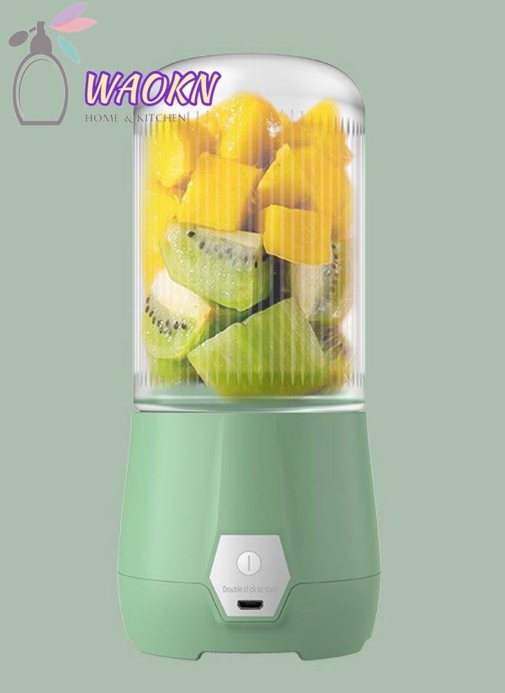 WAOKN Portable Fruit Blender Personal Juice Cup for Smoothies Wireless Rechargeable Mixer For Travel Sports Office School Juice Cup Powerful Blades Cordless Juicer For All Kinds Of Fruits With An Extra Lid - Image 1