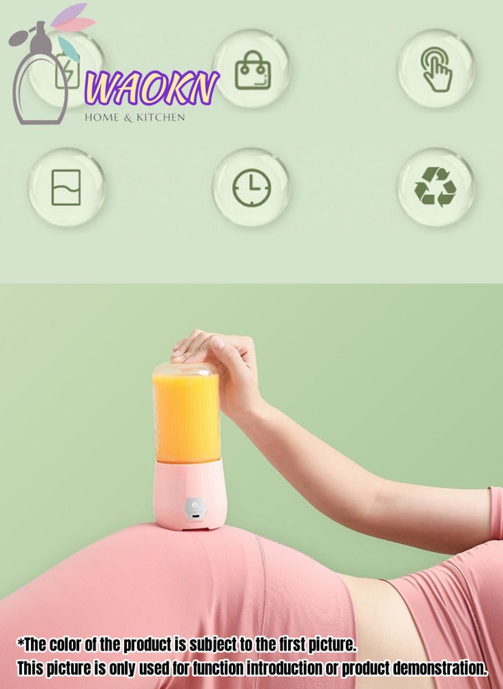 WAOKN Portable Fruit Blender Personal Juice Cup for Smoothies Wireless Rechargeable Mixer For Travel Sports Office School Juice Cup Powerful Blades Cordless Juicer For All Kinds Of Fruits With An Extra Lid - Image 4
