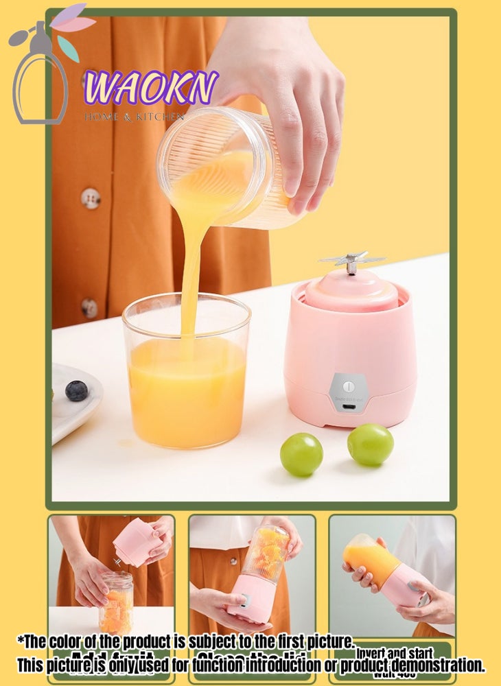 WAOKN Portable Fruit Blender Personal Juice Cup for Smoothies Wireless Rechargeable Mixer For Travel Sports Office School Juice Cup Powerful Blades Cordless Juicer For All Kinds Of Fruits With An Extra Lid - Image 3