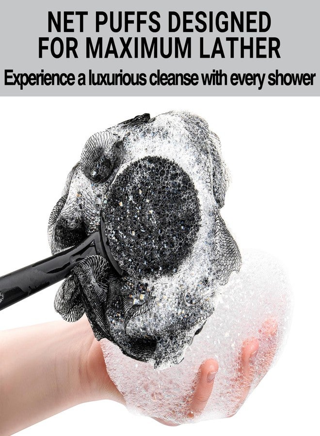 Tilcare Loofah with Handle & Shower Brush Charcoal 2 Pack- Back Scrubber for Shower for Men & Women, Body Brush Ideal for Exfoliation, Back Loofah for Shower with Bath Brush, Long Handle for Shower Back Brush - Image 4