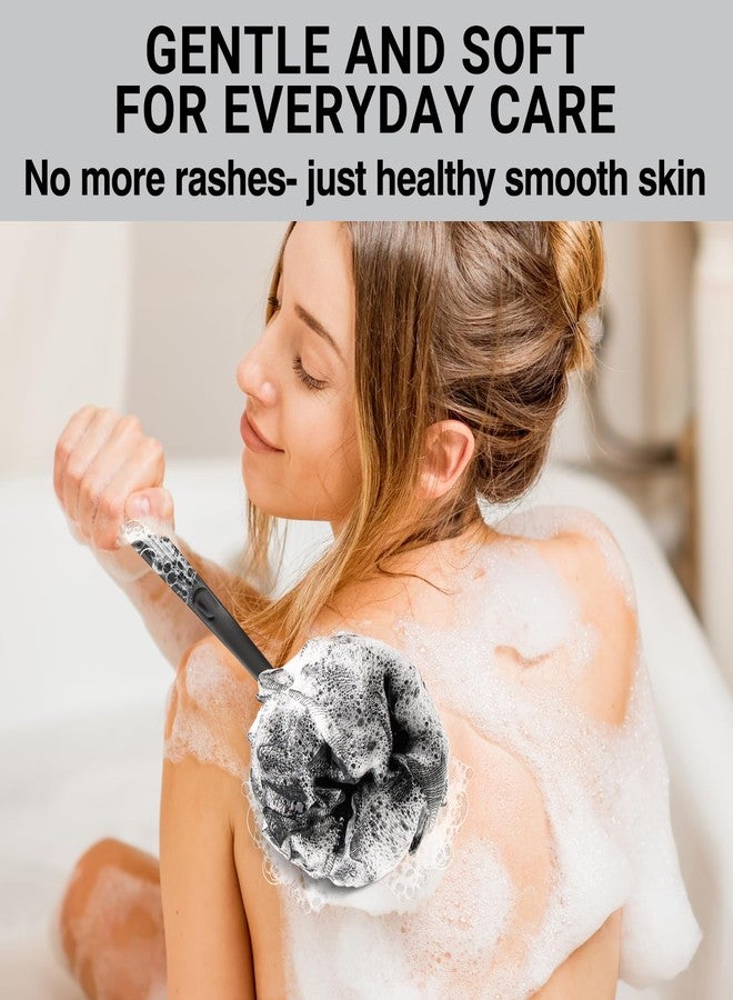 Tilcare Loofah with Handle & Shower Brush Charcoal 2 Pack- Back Scrubber for Shower for Men & Women, Body Brush Ideal for Exfoliation, Back Loofah for Shower with Bath Brush, Long Handle for Shower Back Brush - Image 5