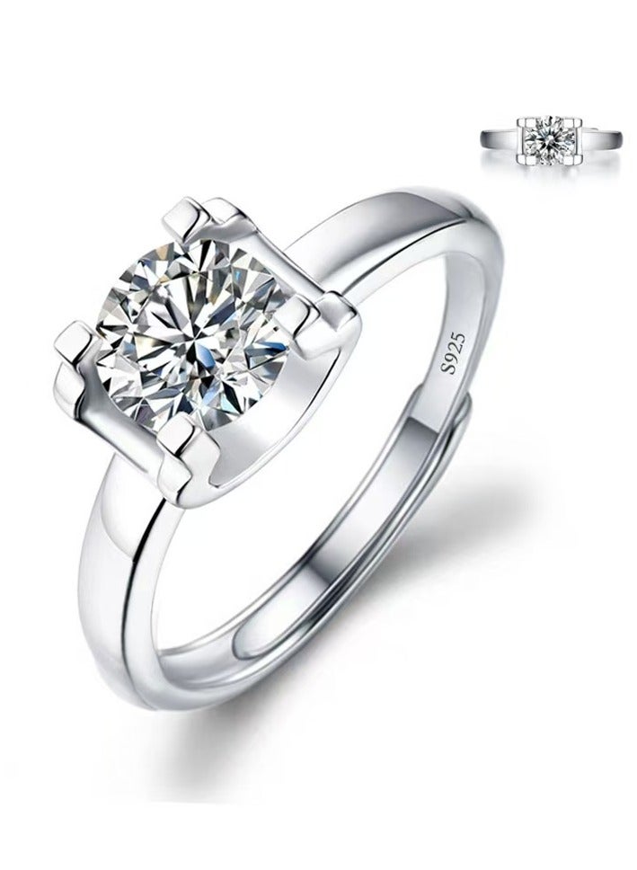 Akali 1 Carat Moissanite Engagement Ring for Women, S925 Sterling Silver Platinum Plated Solitaire Promise Ring with Gift Box – Elegant Jewelry for Proposal, Wedding, or Anniversary Gift - Image 1