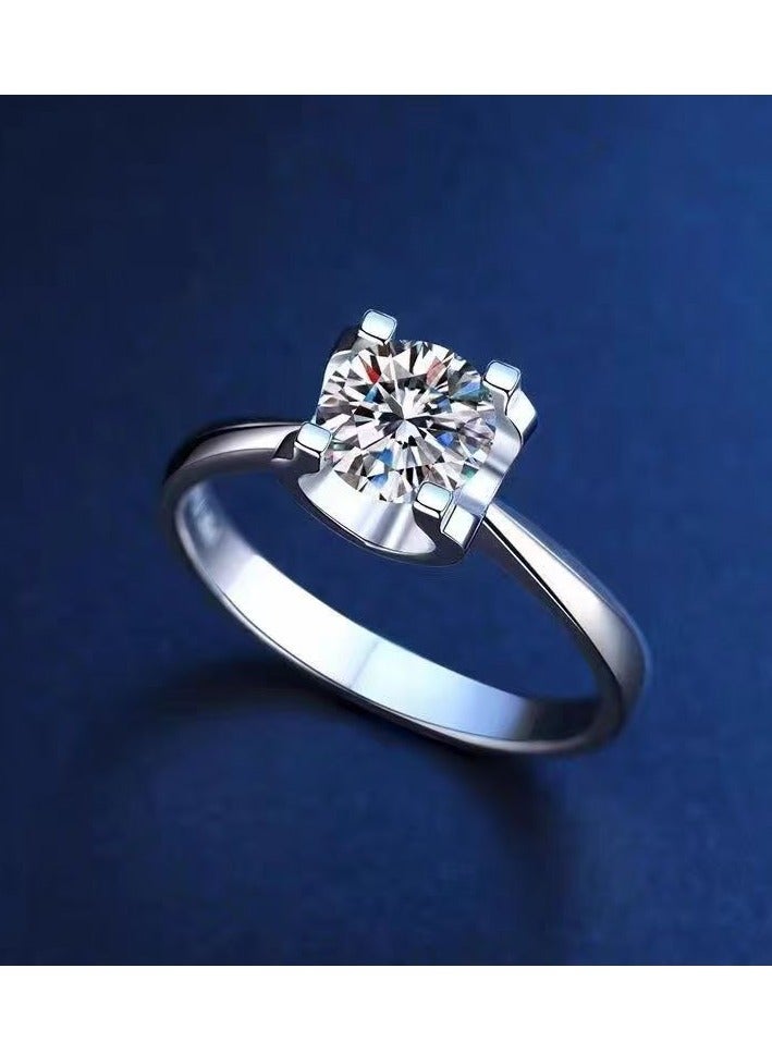 Akali 1 Carat Moissanite Engagement Ring for Women, S925 Sterling Silver Platinum Plated Solitaire Promise Ring with Gift Box – Elegant Jewelry for Proposal, Wedding, or Anniversary Gift - Image 2