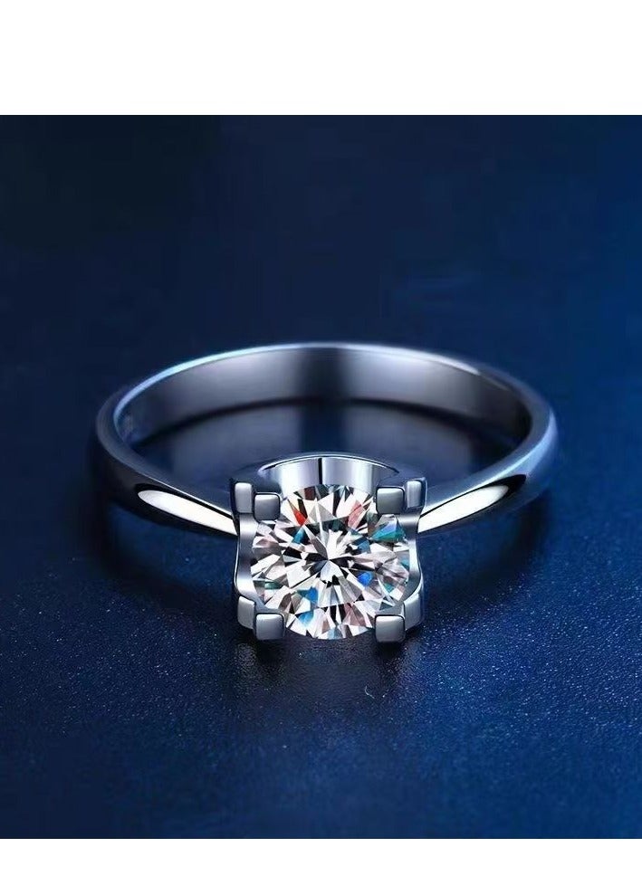 Akali 1 Carat Moissanite Engagement Ring for Women, S925 Sterling Silver Platinum Plated Solitaire Promise Ring with Gift Box – Elegant Jewelry for Proposal, Wedding, or Anniversary Gift - Image 3