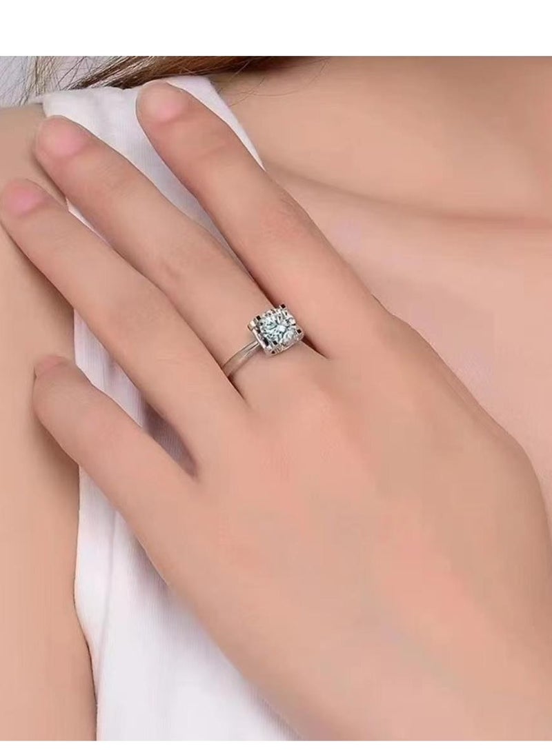 Akali 1 Carat Moissanite Engagement Ring for Women, S925 Sterling Silver Platinum Plated Solitaire Promise Ring with Gift Box – Elegant Jewelry for Proposal, Wedding, or Anniversary Gift - Image 5