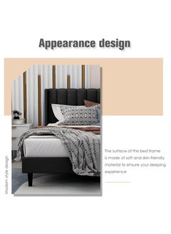 Wooden Twist Wooden Twist Modern Rectangular Upholstery Bed with Soft Wingback (Queen)  - Image 3