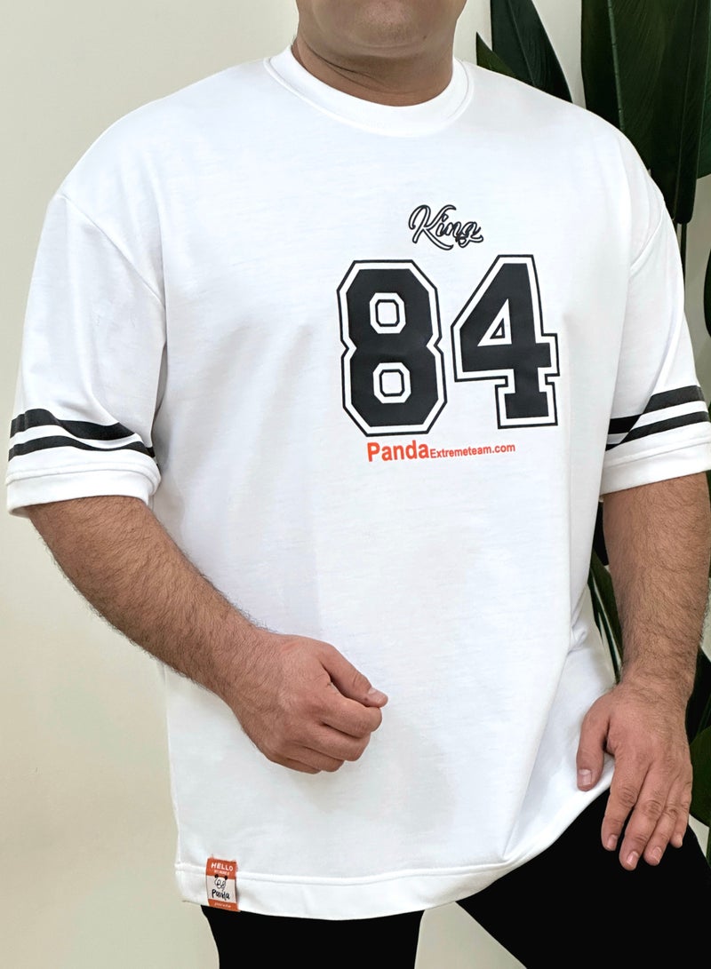 panda extreme team 84 print cotton drop shoulder t shirt over size big size  - Image 3