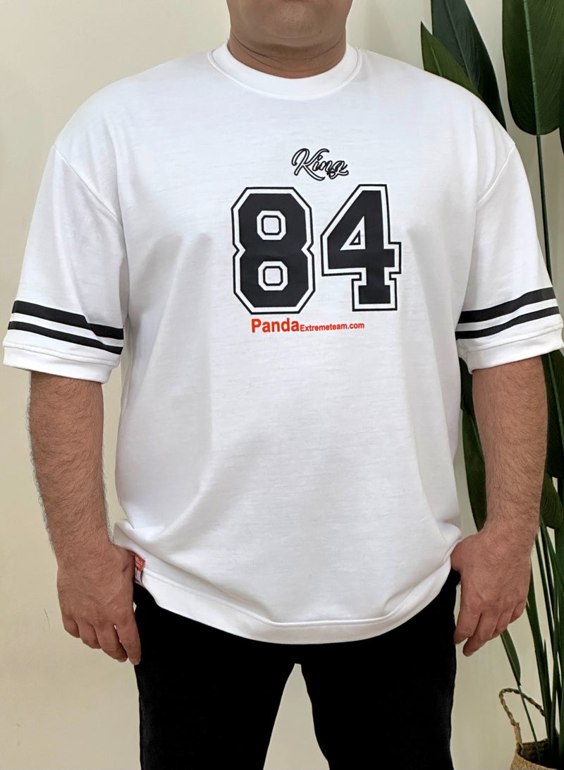 panda extreme team 84 print cotton drop shoulder t shirt over size big size  - Image 2