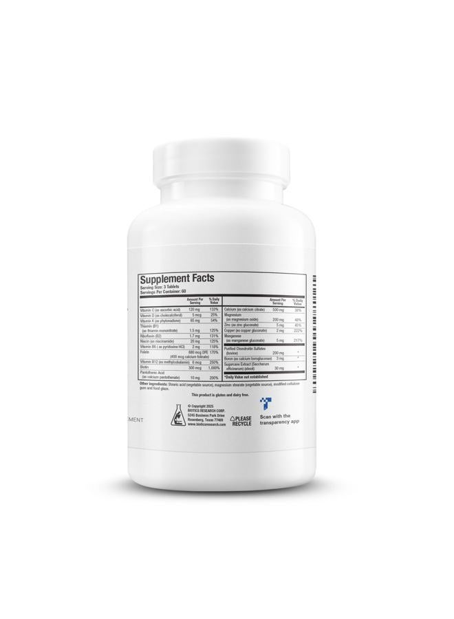 Biotics Research Osteo B Plus Optimal Bone Health Support, Ca Mg K, Healthy Aging, Purified Chondroitin Sulfates 180 Tabs - Image 2