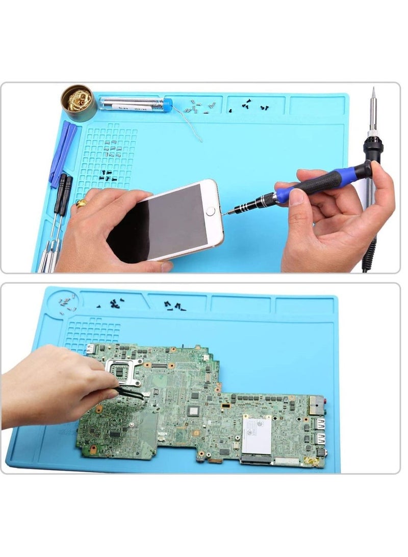 Rubik Silicone Repair Soldering Work Mat Heat Resistant Repairing Work Station Non-skid Insulation Desk Pad Mat S-130 (Blue)  - Image 3