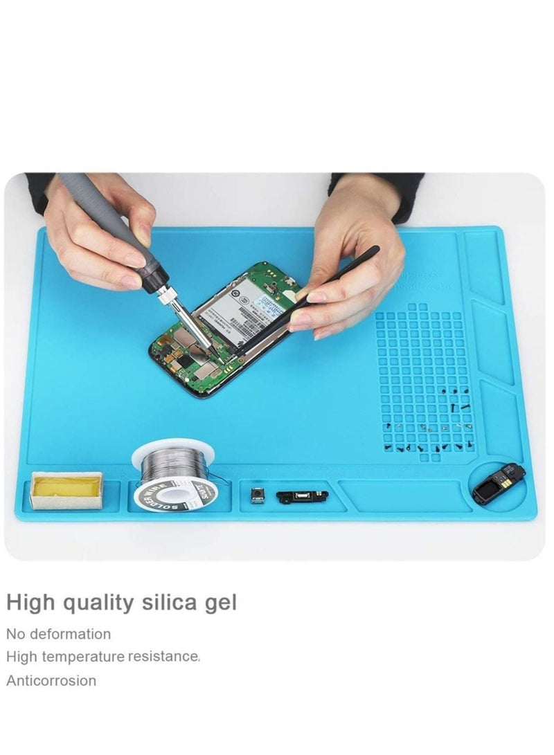 Rubik Silicone Repair Soldering Work Mat Heat Resistant Repairing Work Station Non-skid Insulation Desk Pad Mat S-130 (Blue)  - Image 2