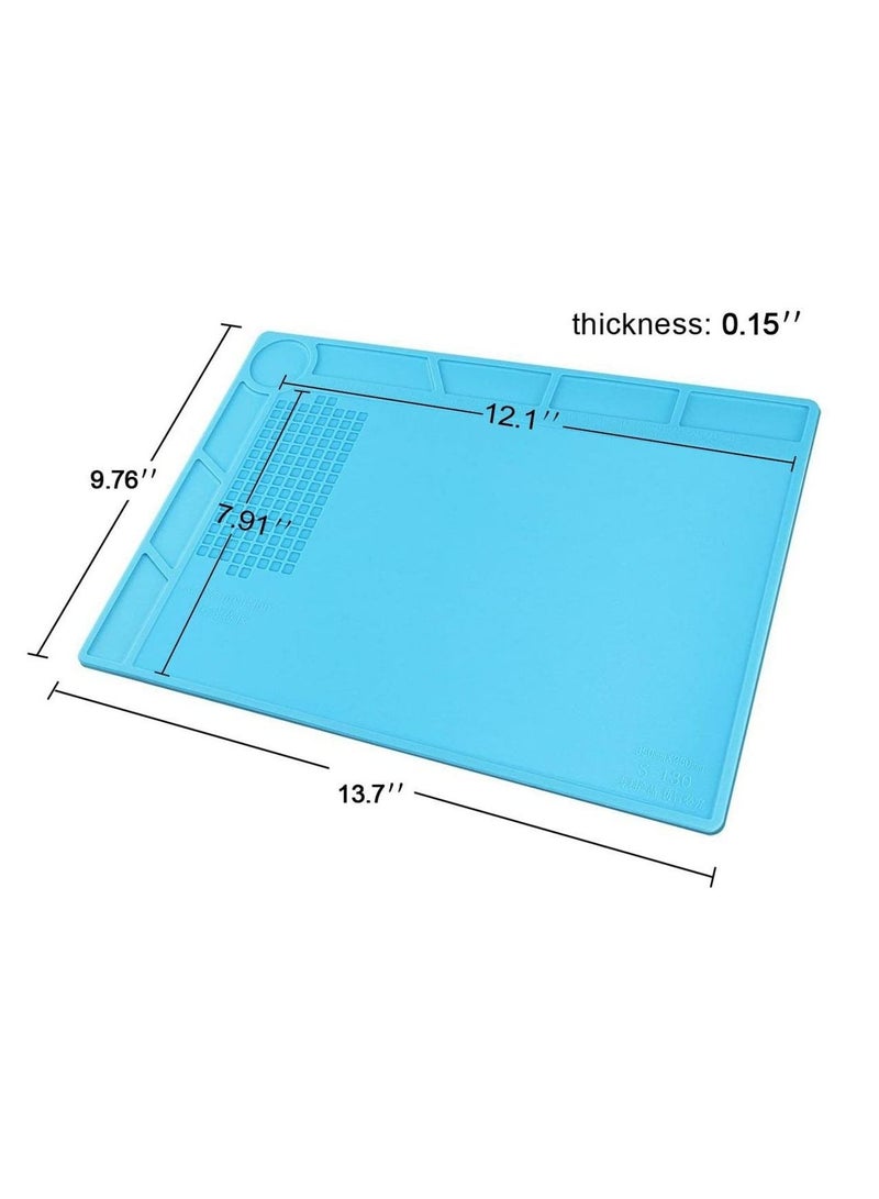 Rubik Silicone Repair Soldering Work Mat Heat Resistant Repairing Work Station Non-skid Insulation Desk Pad Mat S-130 (Blue)  - Image 5