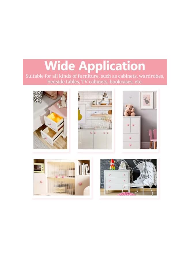 The Bros 2 PCS Ceramic Drawer Knobs, Cupboard Knobs, Dresser Knobs, Furniture Knobs, Hand Tightening, Heart Shape with Screws for Closet, Cupboard, Wardrobe, Home, Office (Pink) - Image 4