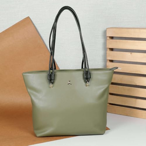 Mochi Women's Green Fashionable Faux Leather Tote Bag (66-451) - Image 2