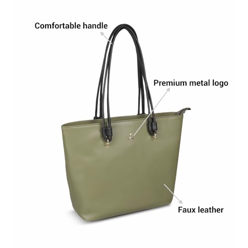 Mochi Women's Green Fashionable Faux Leather Tote Bag (66-451) - Image 3