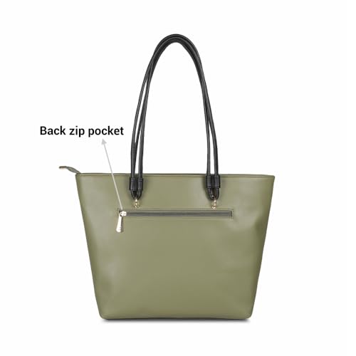 Mochi Women's Green Fashionable Faux Leather Tote Bag (66-451) - Image 4