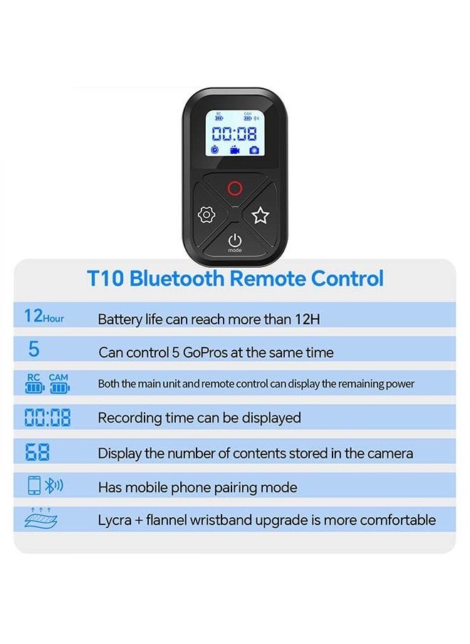 TELESIN - Smart Wireless Remote Control For Gopro Max Mini Hero 12 Hero 11 Hero 10 Hero 9 Hero 8, With Lcd Indicator Magnet Charger Port Hand Strap For Go Pro 11 12 10 9 8 Black Camera Accessories - Image 1