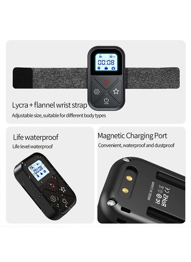 TELESIN - Smart Wireless Remote Control For Gopro Max Mini Hero 12 Hero 11 Hero 10 Hero 9 Hero 8, With Lcd Indicator Magnet Charger Port Hand Strap For Go Pro 11 12 10 9 8 Black Camera Accessories - Image 1